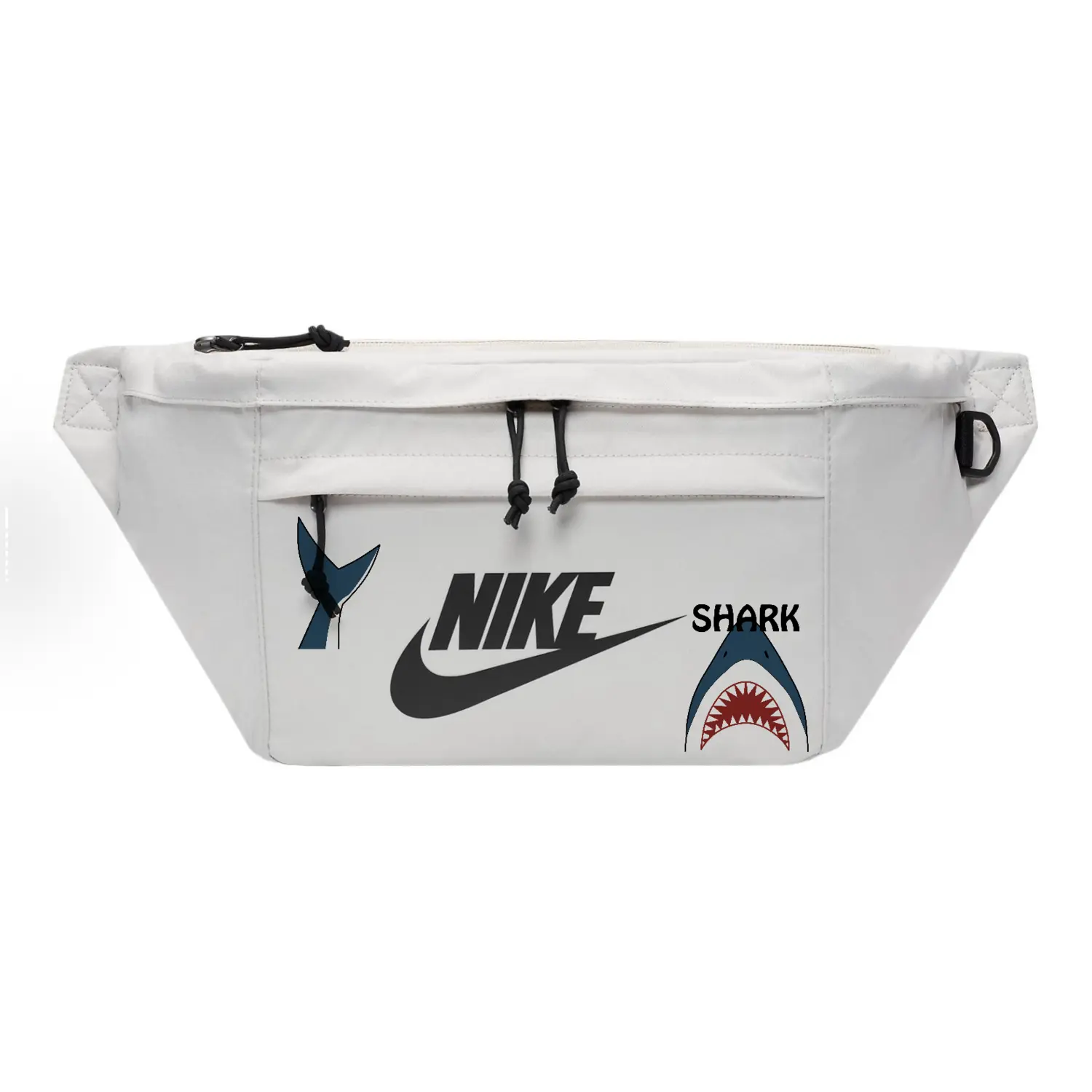 

Nike Тканевая наплечная сумка через плечо поясная унисекс светло-бежевая, Shark