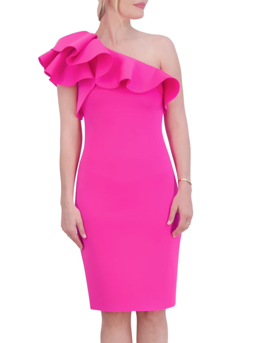 

Платье на одно плечо с оборкой Eliza J, цвет Hot Pink