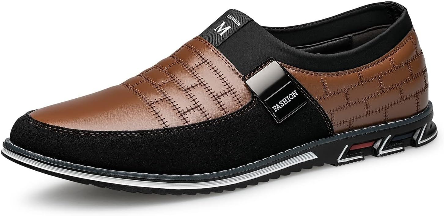 

Мужские классические туфли широкого размера, удобные туфли-слипоны, модные деловые повседневные оксфорды, мягкие лоферы, дерби для работы в офисе, вождения и прогулок Dmgyck, коричневый