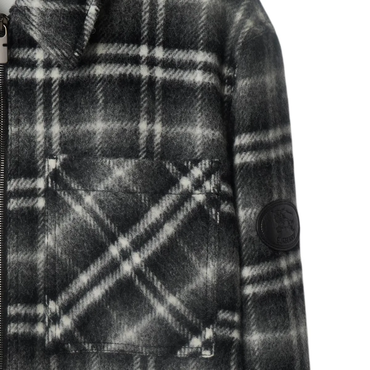 Рубашка Burberry шерстяная оверсайз, клетка, черный — фото 3