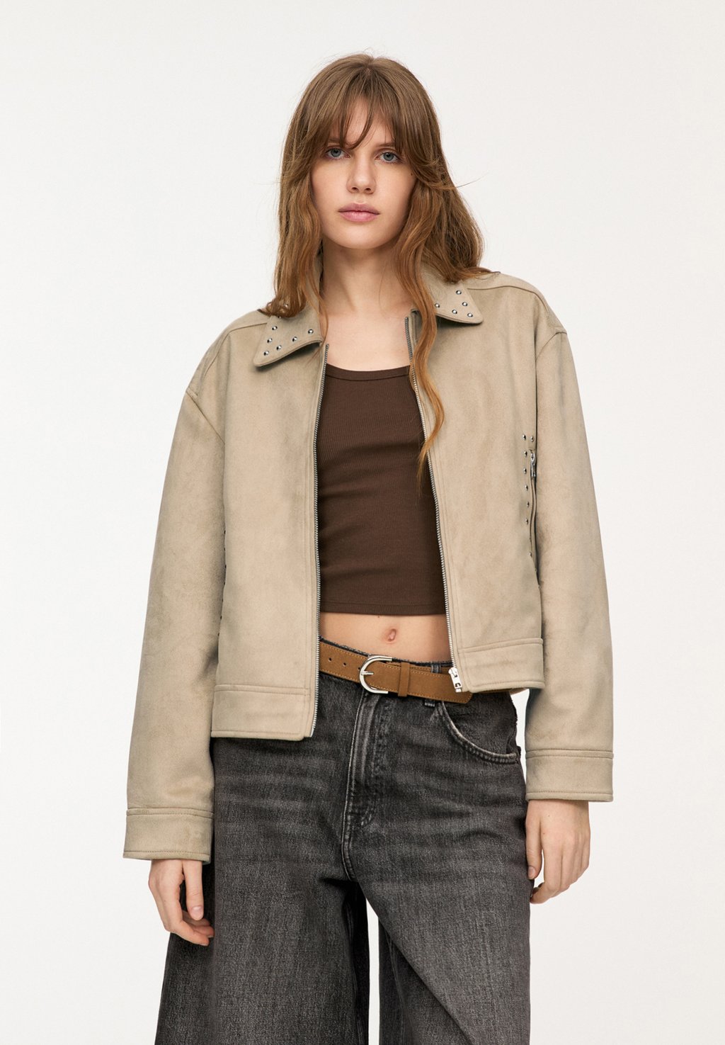 

Куртка из искусственной кожи PULL&BEAR, коричневый