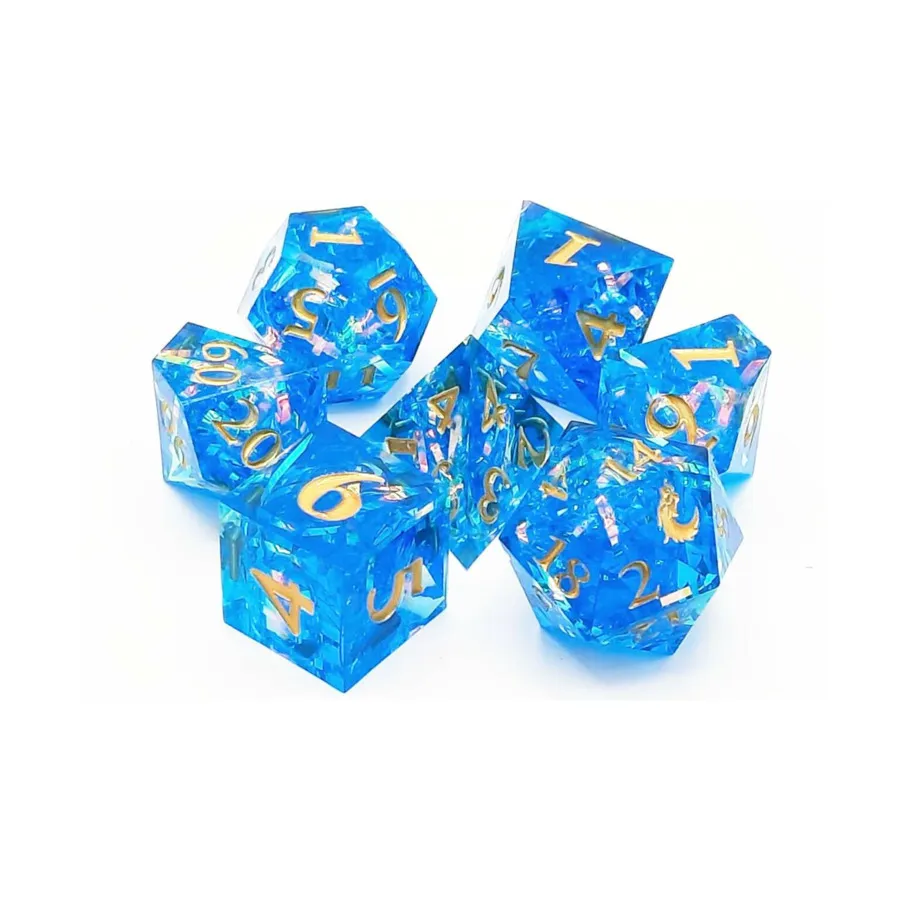 

Поликомплект Aquamarine Blast с золотом (7), Sharp Edged Dice