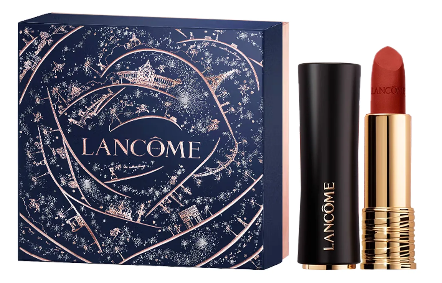LANCOME Блеск для губ Pure Black Tube, матовый, Paris Night Box Limited Edition, 3,4 г, #296 Addictive Red — фото 4