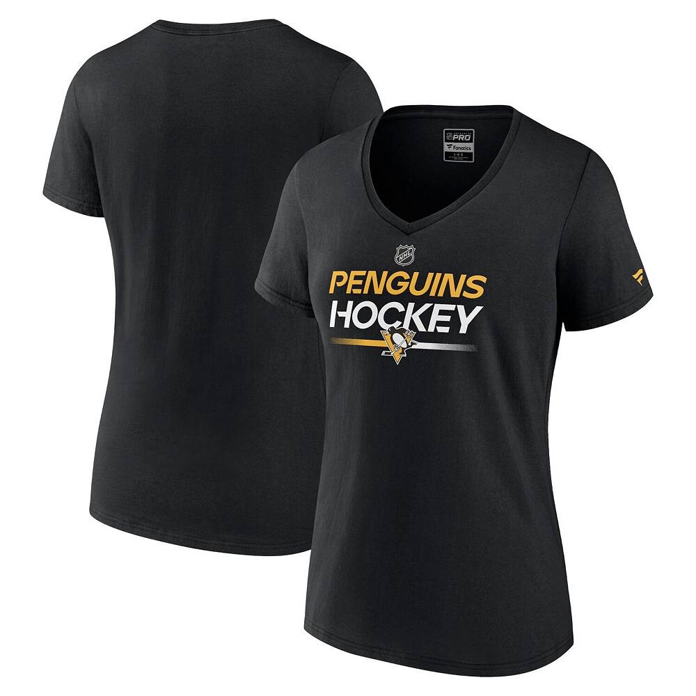 

Черная женская футболка Fanatics Pittsburgh Penguins Authentic Pro с v-образным вырезом, цвет Png Black