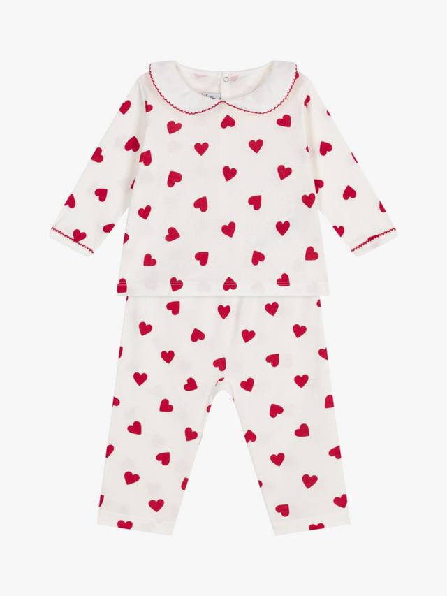 Детский пижамный комплект с принтом сердечек из хлопка Petit Bateau, Marshmallow/Terkuit — фото 3