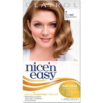 

Перманентная краска для волос Nice'N Easy 106A/7 3.3 Natural Dark Neutral Blonde 7 Dark Blonde, Clairol