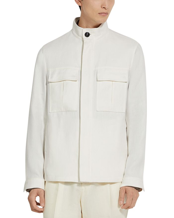 

Oasi Lino Regular Fit Льняная Полевая Куртка ZEGNA, белый