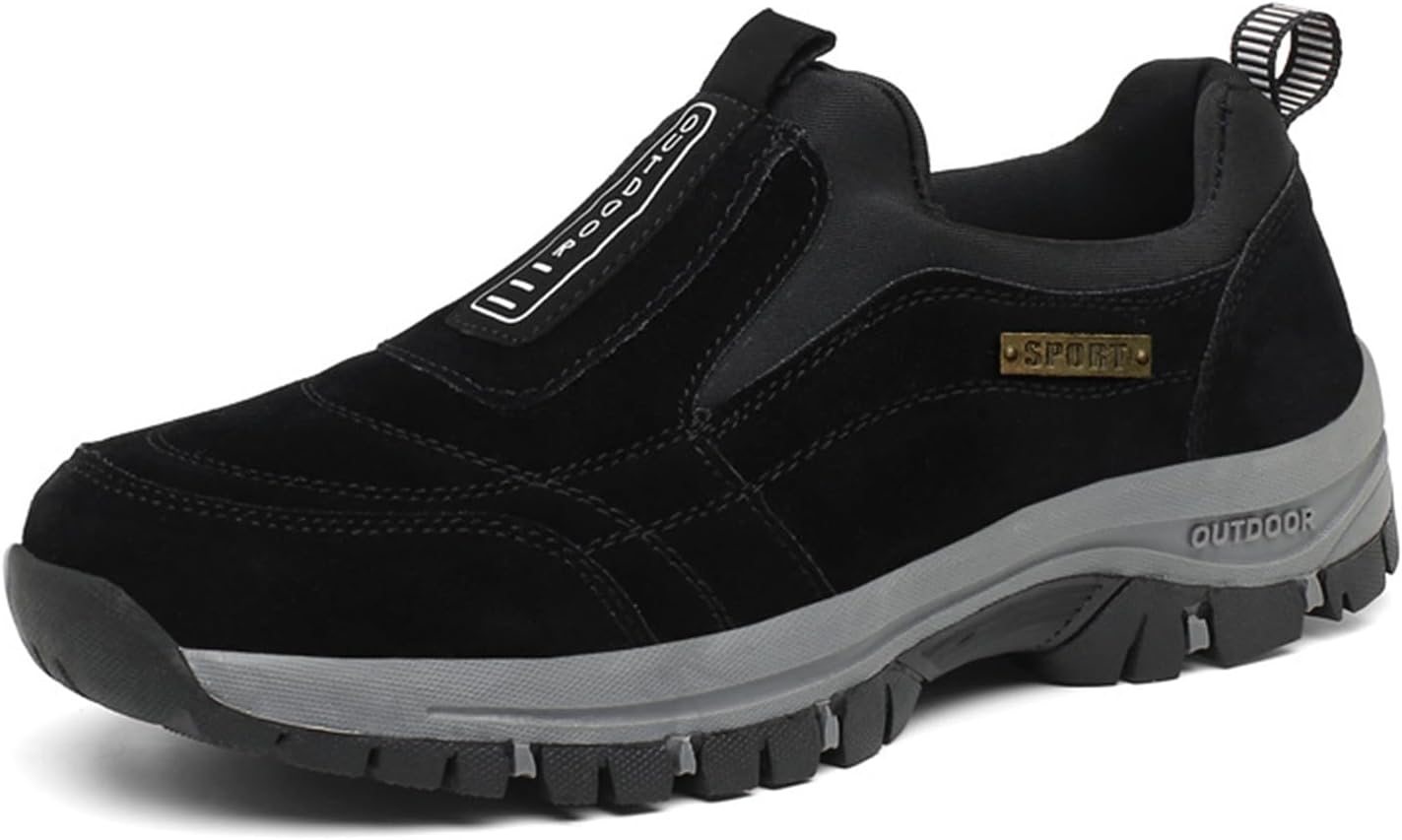 

Мужские походные кроссовки Удобные водонепроницаемые ортопедические обувь для ходьбы Без шнурков для активного отдыха He&Yingmin, черный