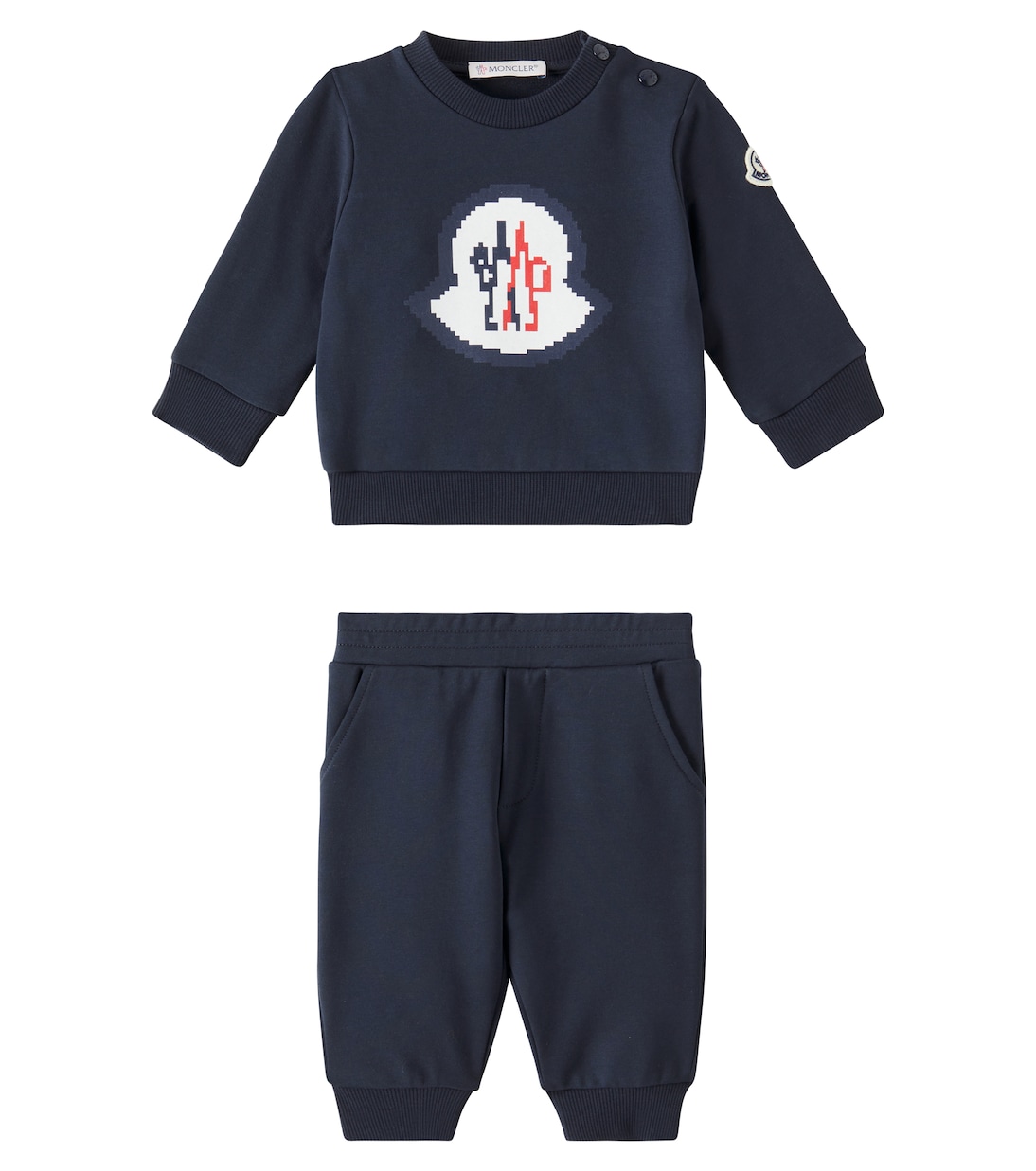 

Комплект из хлопковой свитшота и спортивных штанов с логотипом Moncler Enfant, Navy Blue