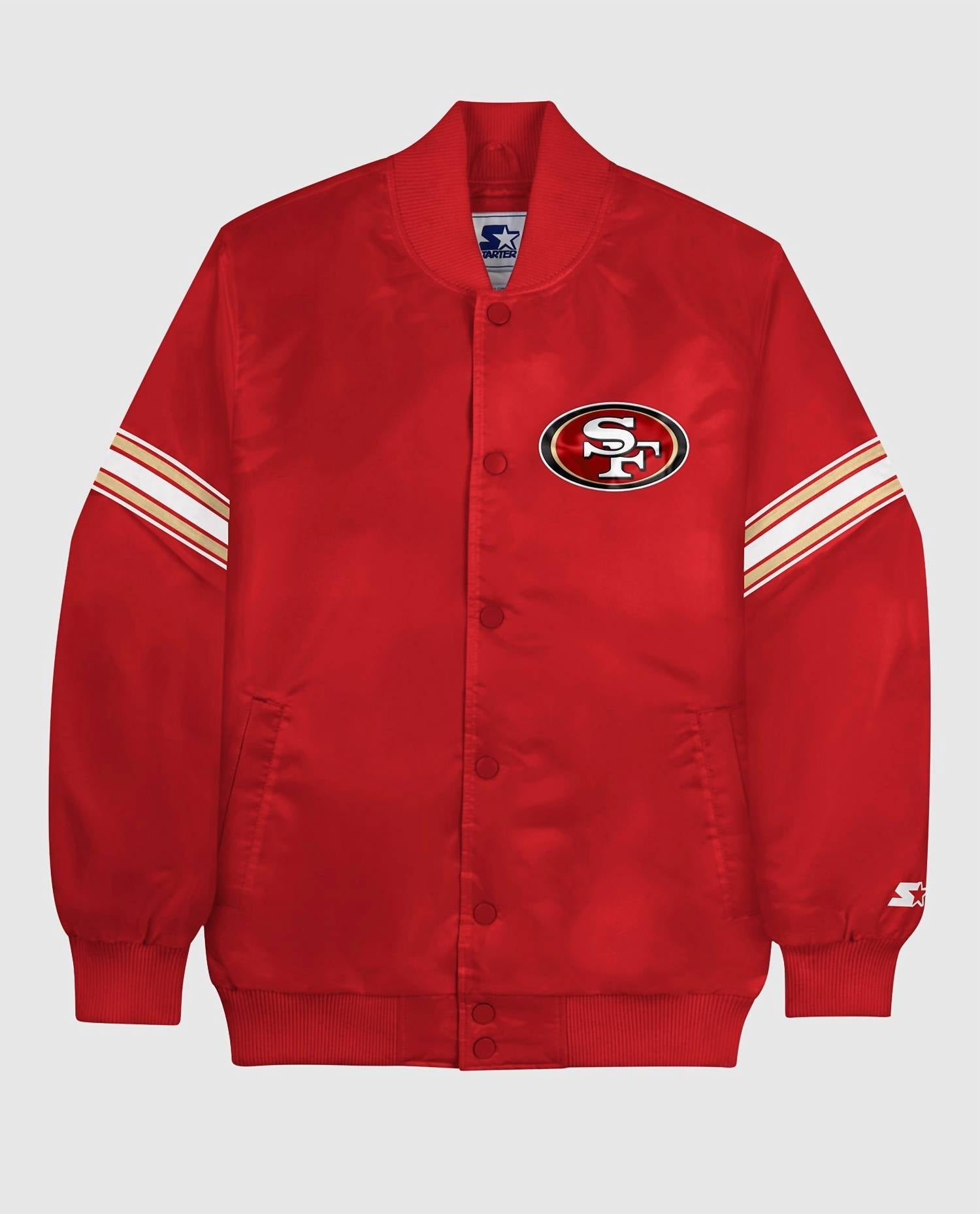 

Мужская атласная куртка San Francisco 49ers на молнии в красном цвете Starter