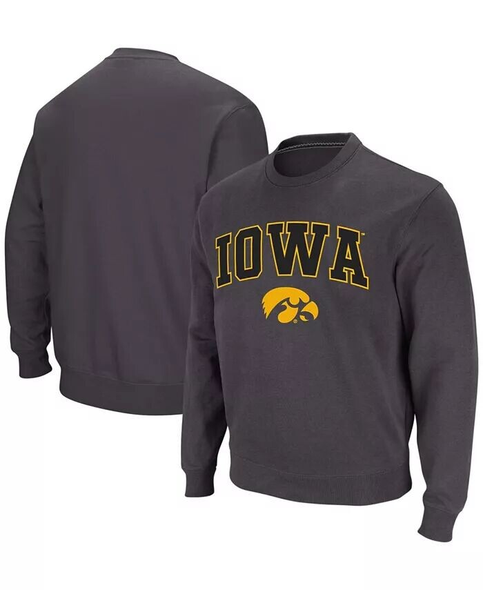 

Мужская толстовка Iowa Hawkeyes Arch and Logo с круглым вырезом Colosseum, серый