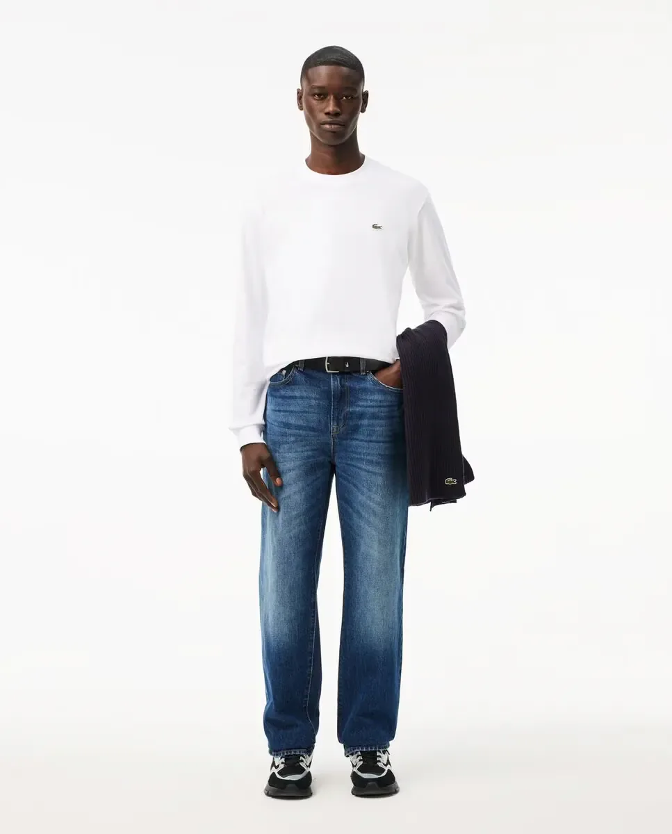 Футболка мужская Lacoste с длинными рукавами, хлопок, белый — фото 4