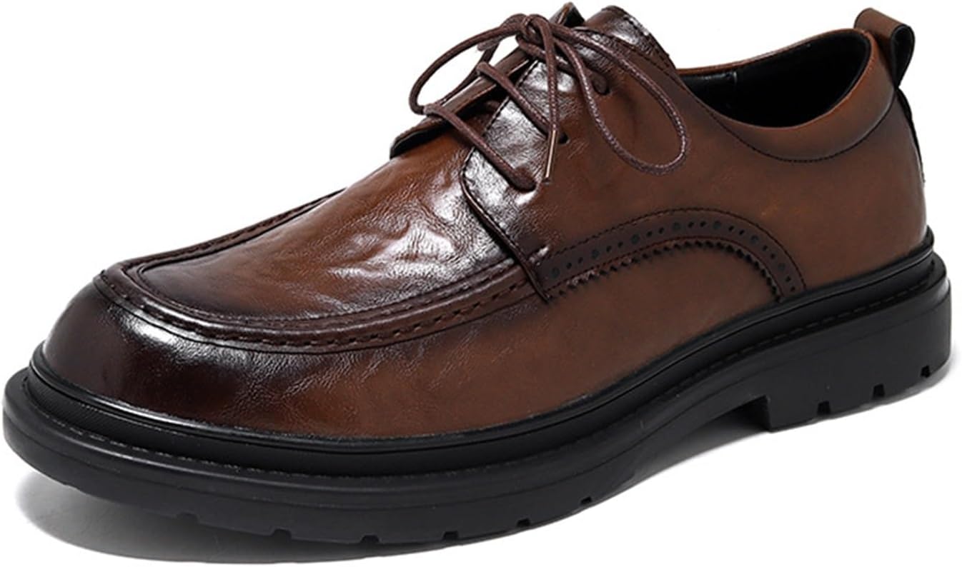 

Мужские оксфорды, удобные деловые повседневные туфли-дерби, формальные кроссовки на платформе, кожаные туфли для свадьбы, работы и офиса Generic, коричневый