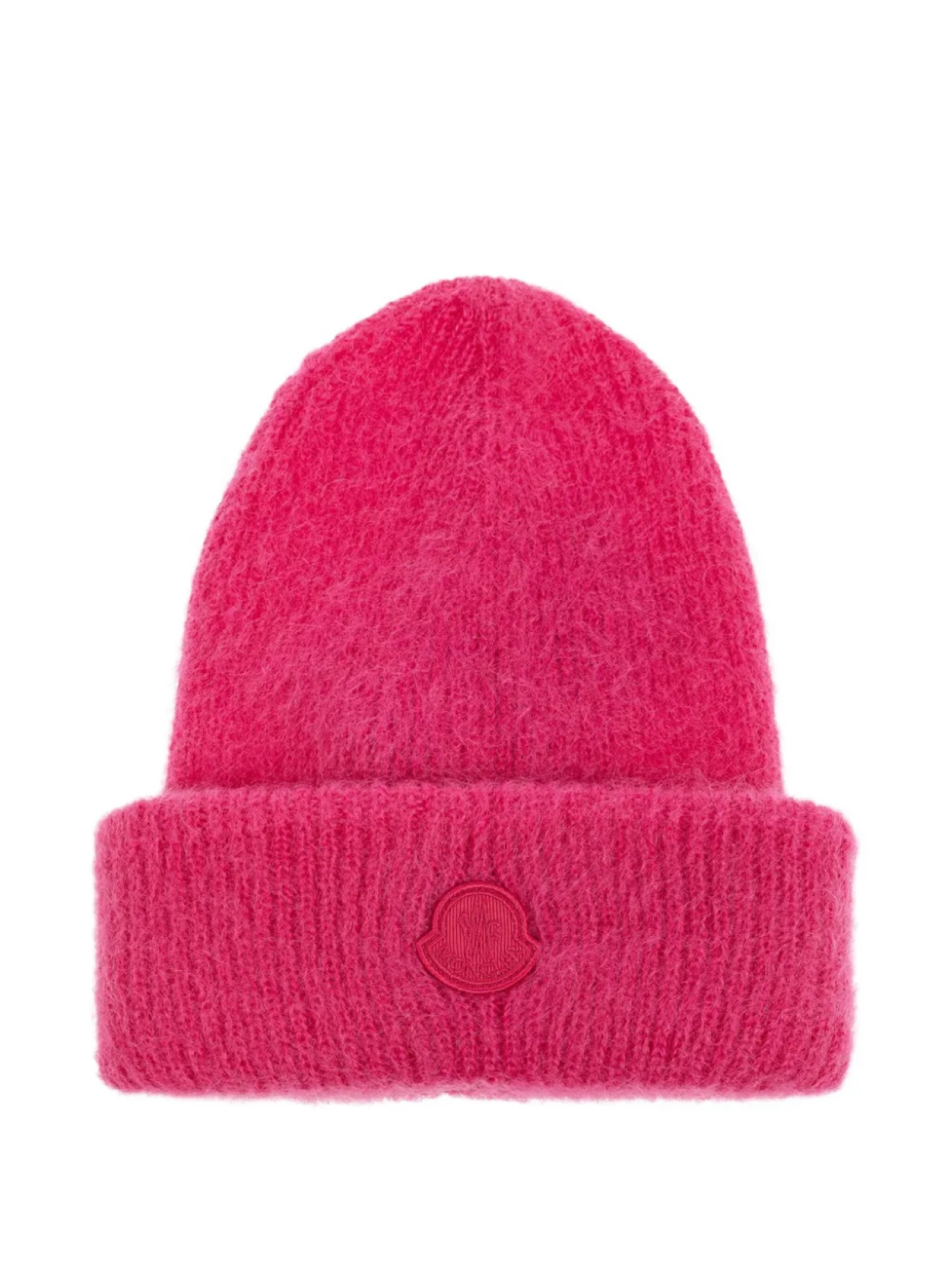 

Шапка-бини из мохеровой смеси с нашивкой-логотипом Moncler, розовый