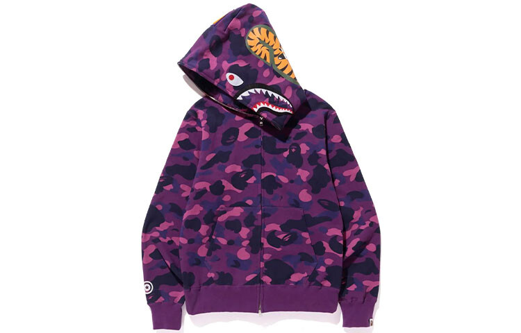 A BATHING APE BAPE Color Camo Shark Hoodie на молнии с полной молнией (SS23) Фиолетовый, Фиолетовый — фото 2