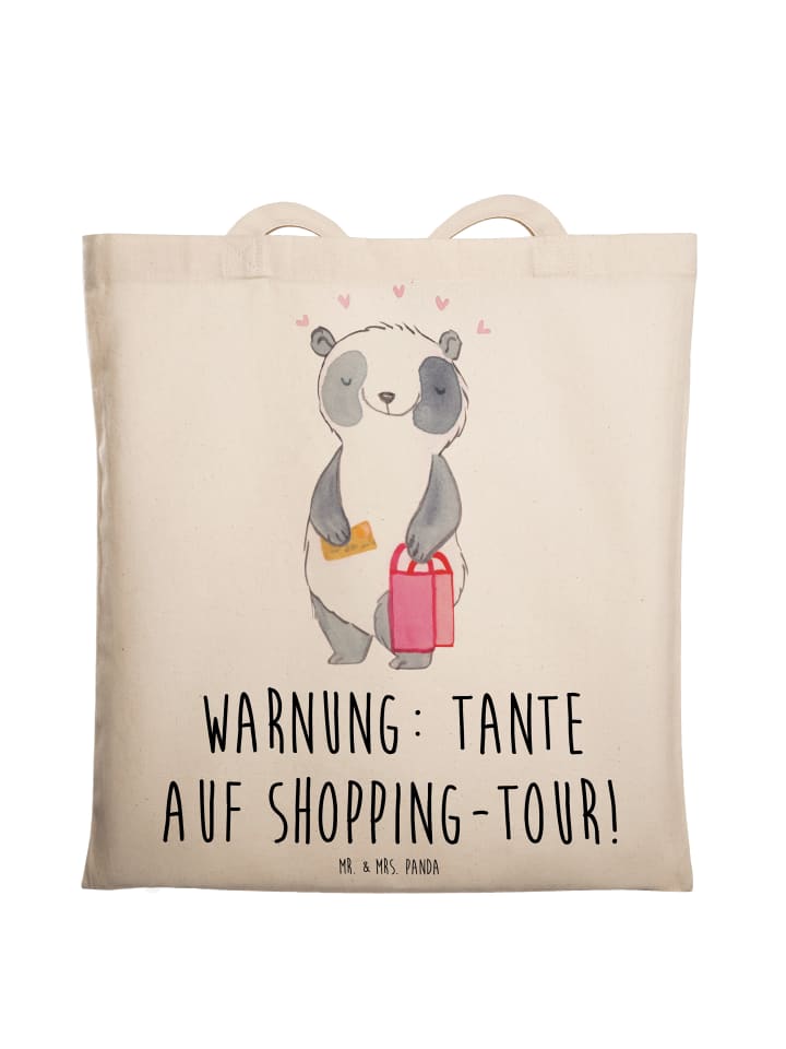 

Mr. & Mrs. Panda Сумка-шоппер "Тетя ходит по магазинам" с надписью кремового цвета