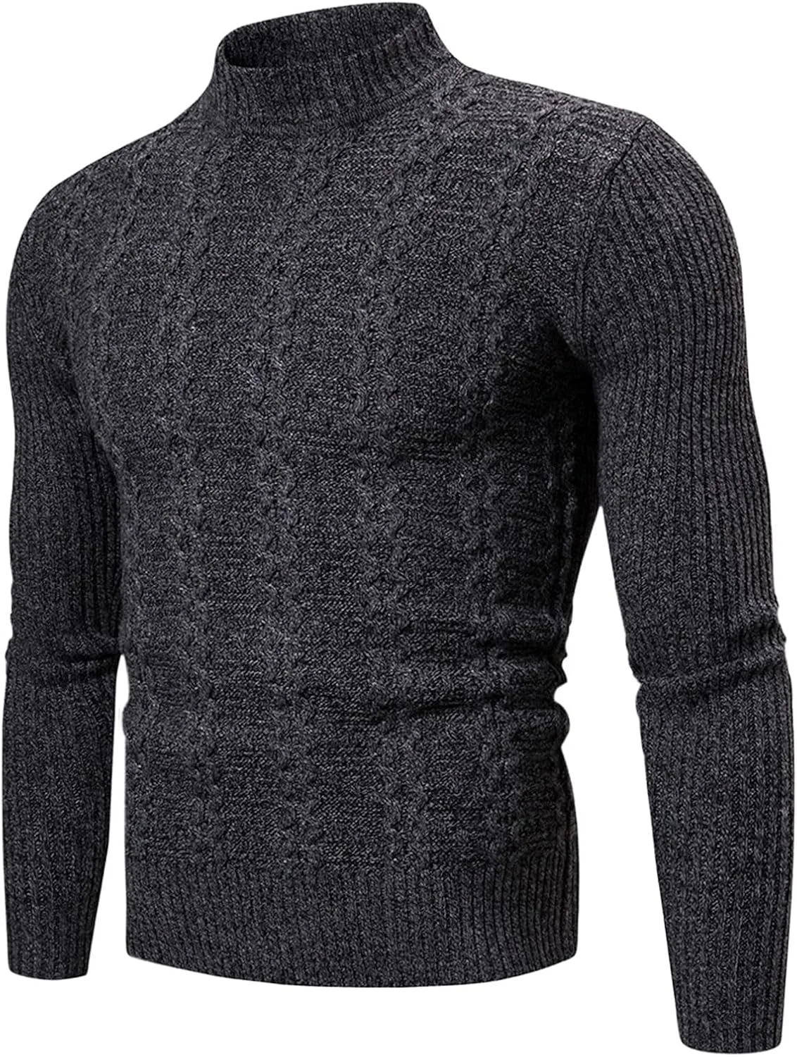 

Мужской свитер-водолазка с косой вязкой, свободный, теплый