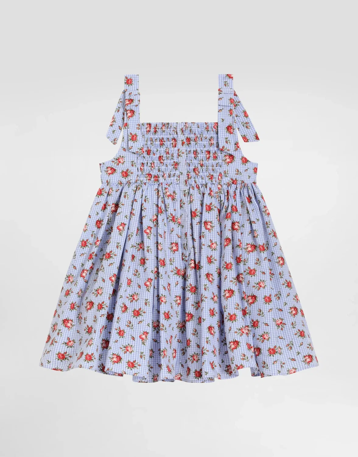 Маленькое платье из поплина с принтом роз и трусиками Dolce & Gabbana, голубой — фото 2