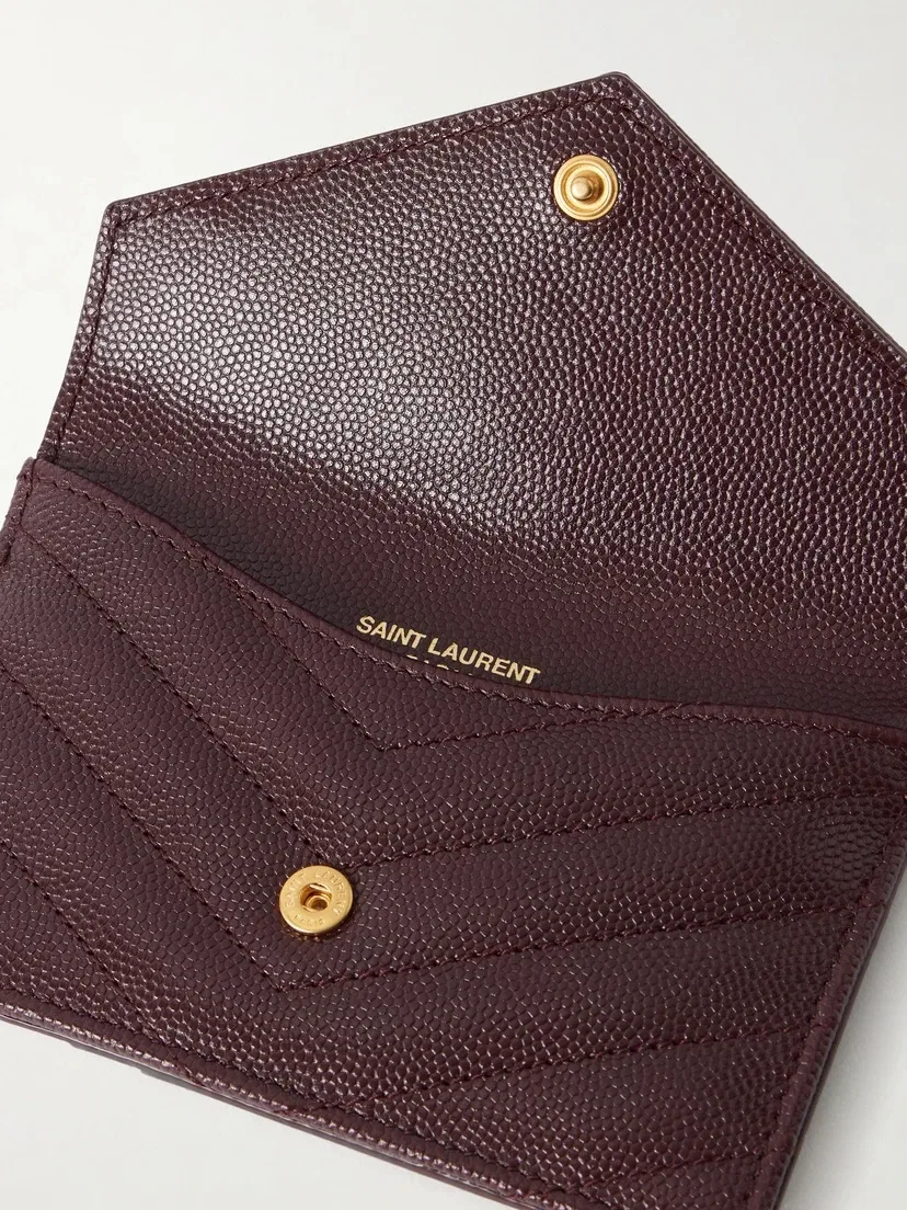 Кошелек Cassandre из стеганой текстурированной кожи SAINT LAURENT, бордовый — фото 4