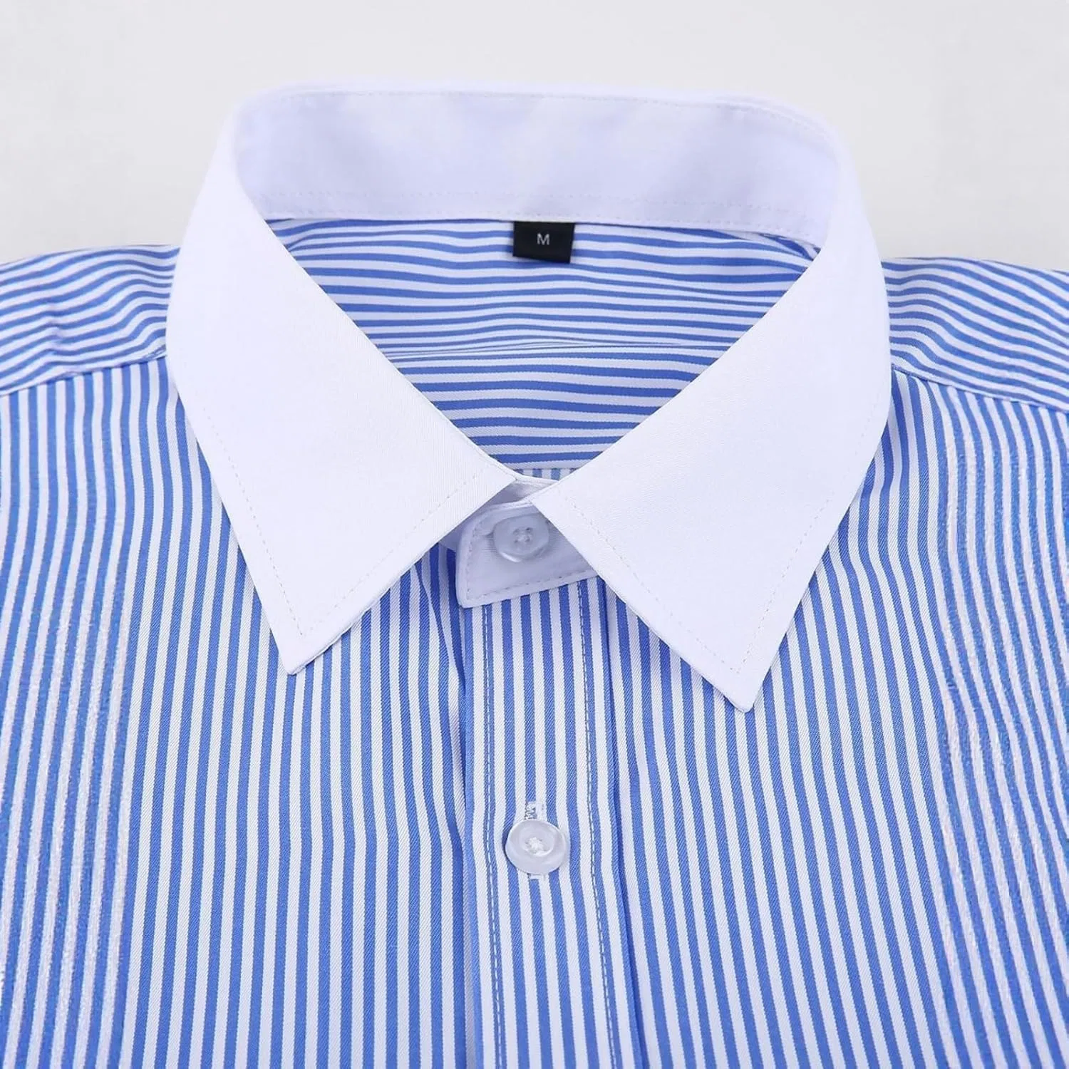 Рубашка мужская для переходной погоды Slim Fit с длинным рукавом на пуговицах Business Casual Generic, синий — фото 3