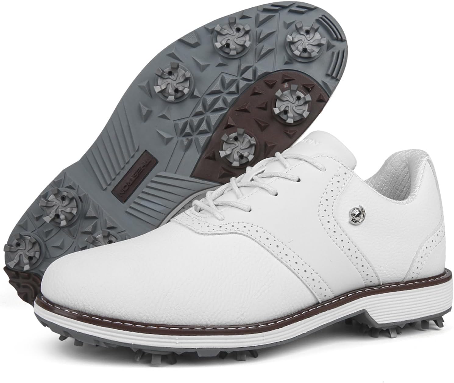 

Кроссовки для гольфа с шипами для мужчин, профессиональная обувь для гольфа, водонепроницаемая обувь для прогулок и гольфа, кроссовки для тренировок Zakey, белый
