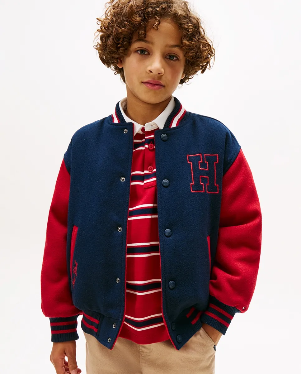 

Двусторонняя детская куртка-бомбер в стиле Varsity Tommy Hilfiger, темно-синий