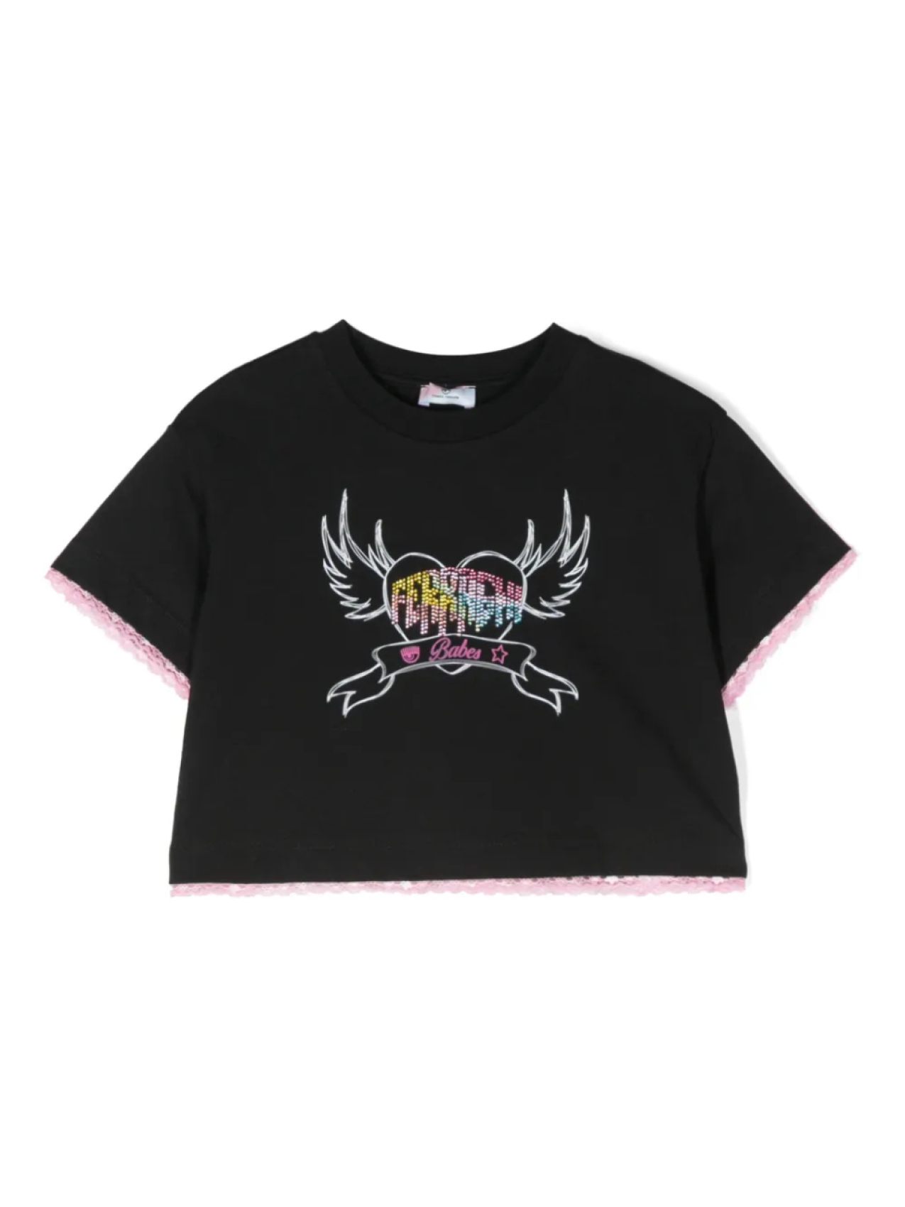 

Укороченная футболка с логотипом Chiara Ferragni Kids, черный