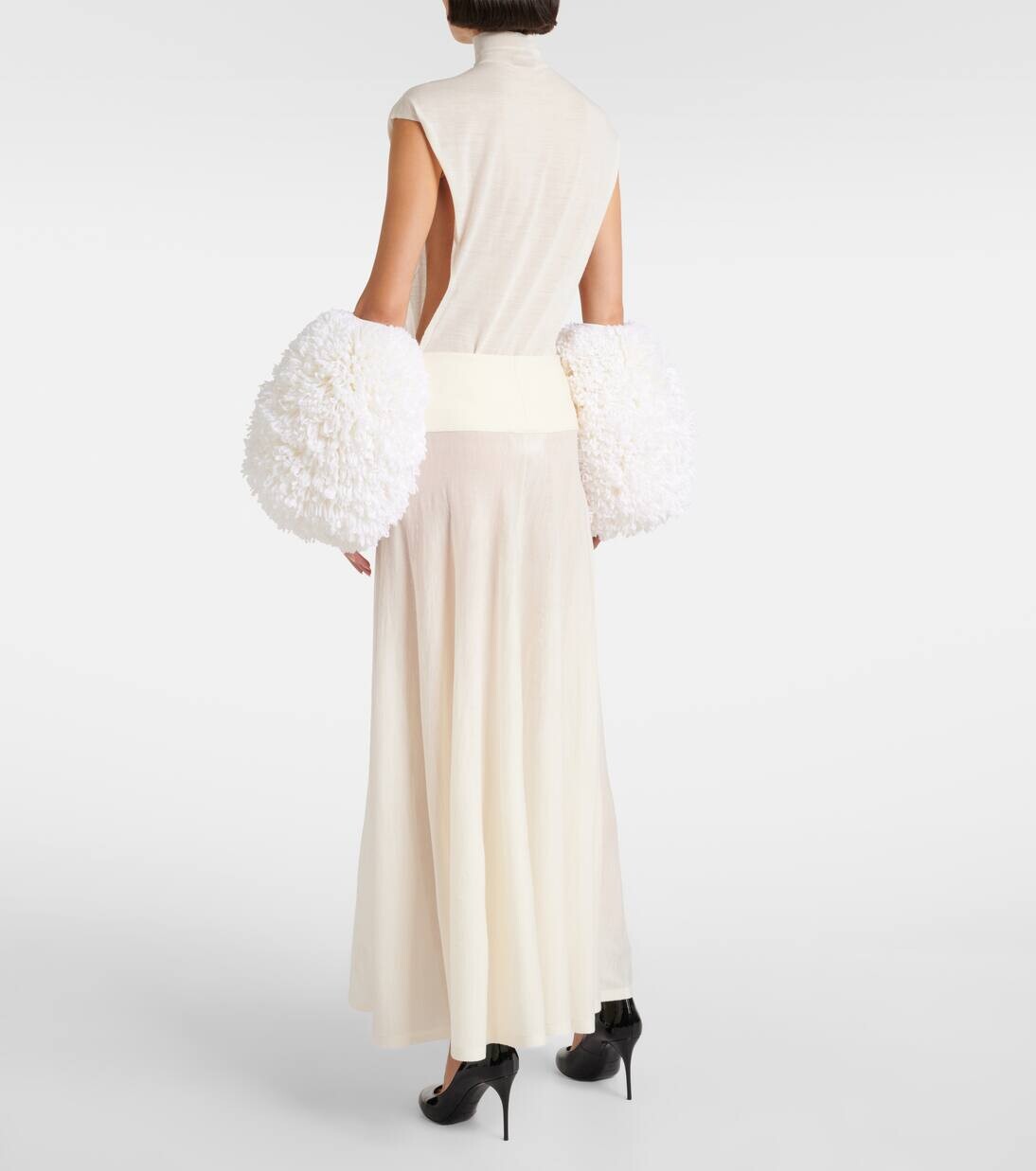 Юбка миди из смесовой шерсти Alaïa, цвет blanc naturel — фото 3