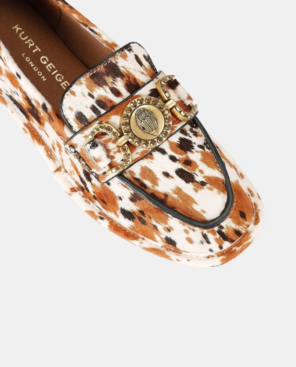 Женские мягкие мокасины из кожи с принтом Kurt Geiger, светло-коричневый — фото 4