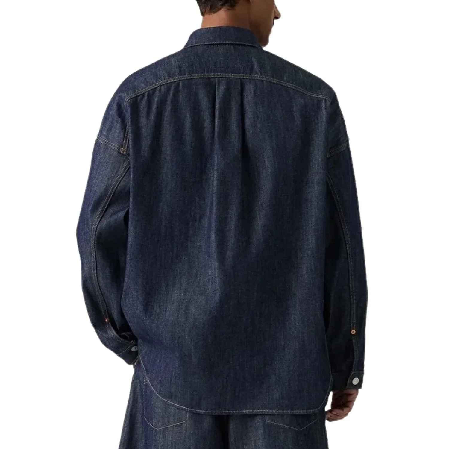 Джинсовая куртка-рубашка Air Jordan x LEVI'S 12oz Denim Overshirt Jacket 'Rinsed Indigo', темно-синий — фото 4