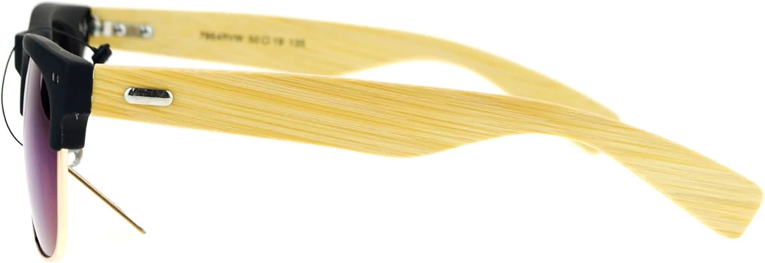 

Солнцезащитные очки с заушниками из натурального бамбука, квадратной формы, матовыми зеркальными линзами, защитой от УФ-излучения UV 400 PASTL, Black (Teal Mirror)