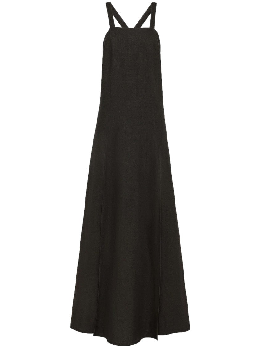 

Льняное платье с ремешками Canvas Forte forte, черный