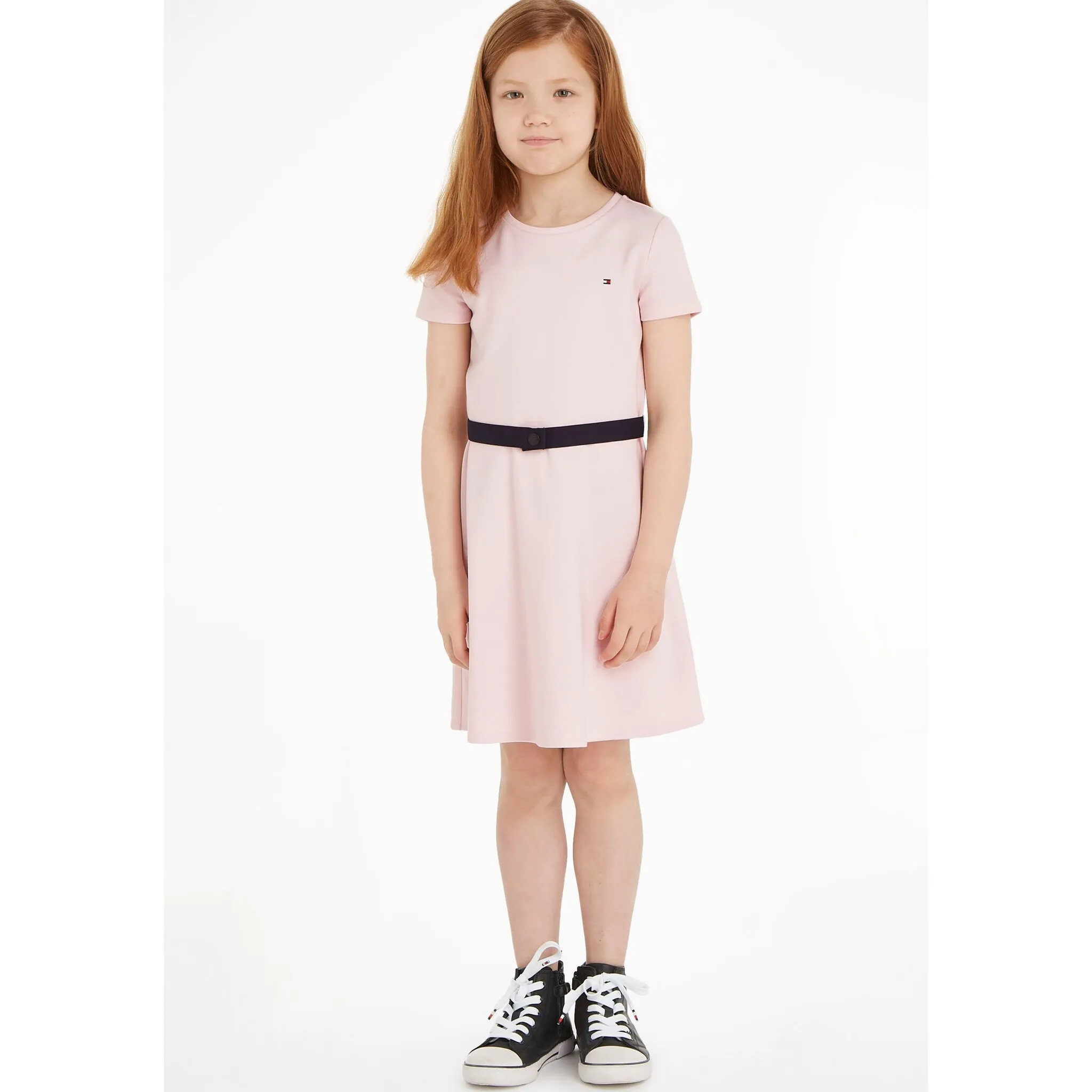 

Трикотажное платье Tommy Hilfiger «ESSENTIAL SKATER DRESS» с фирменной этикеткой на поясе, цвет Whimsy Pink