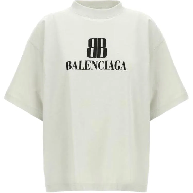Футболка из хлопка с принтом логотипа Balenciaga, White