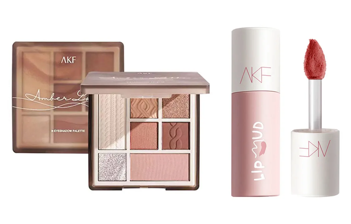 AKF Набор косметики для женщин, Eyeshadow Palette Amber Milk Coffee+Lip Mud M02 Cherry Cheese+M07 Maris Sal Toffee — фото 4