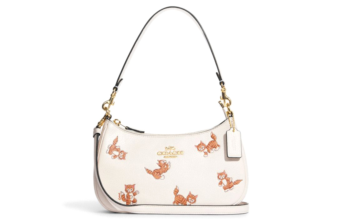 

COACH Сумка Teri из коровьей кожи, через плечо, среднего размера, женская, с меловым белым принтом