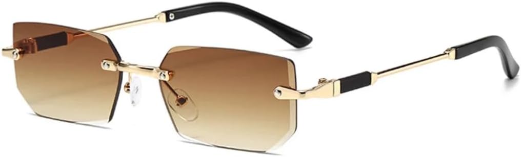 

Солнцезащитные очки с защитой от УФ-излучения UV400 | Маленькие безободковые очки с прозрачными линзами цвета океана | для женщин и мужчин, для занятий спортом на открытом воздухе и вождения DSVIGF, Gold-lightbrown