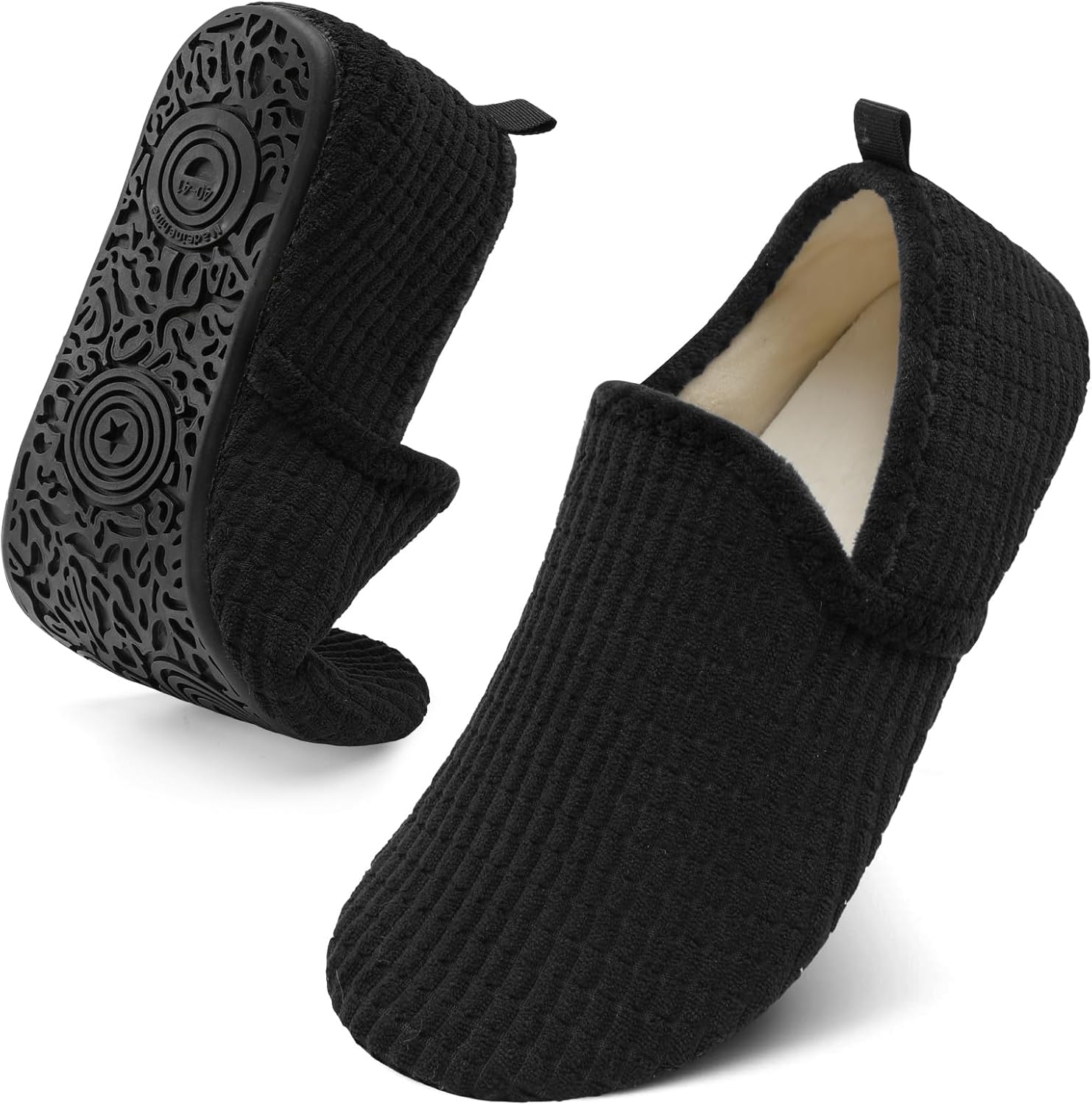 

Тапочки Spesoul для женщин и мужчин с меховой подкладкой, для дома, с мягкой резиновой подошвой, носки-тапочки, удобно надевать, для спальни, дома, офиса, путешествий и йоги, черный