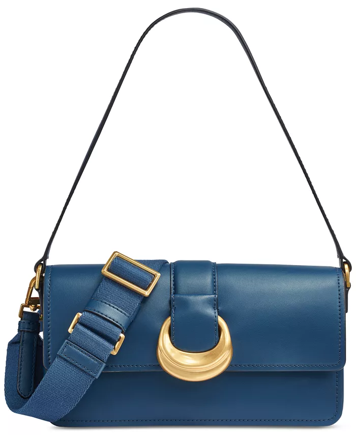 

Сумка Valley Stream Leather Buckle на плечо со съемным ремешком Donna Karan New York, синий