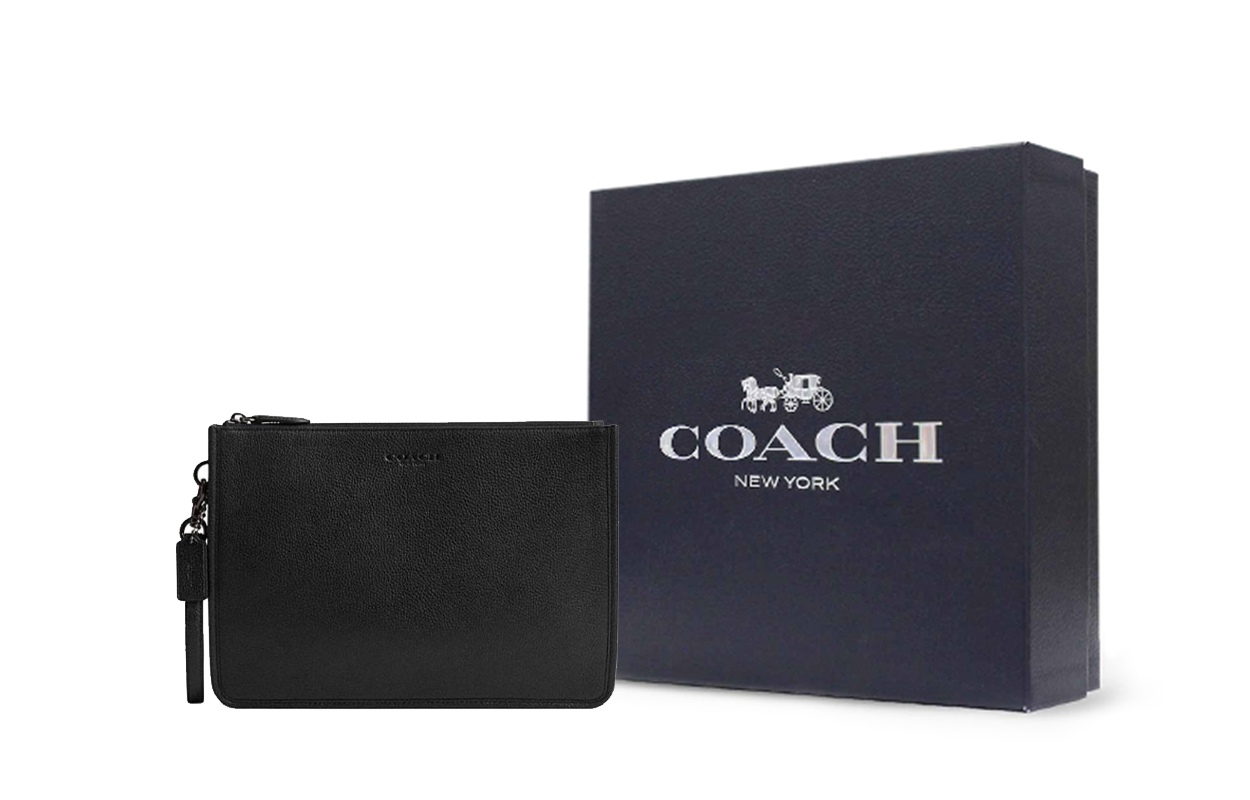 

COACH Кожаный клатч мужской большой черный