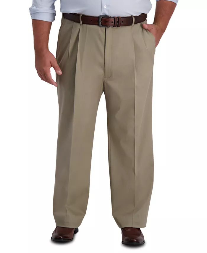 

Мужские классические брюки Big & Tall Iron Free Premium Khaki со складками Haggar, коричневый/бежевый