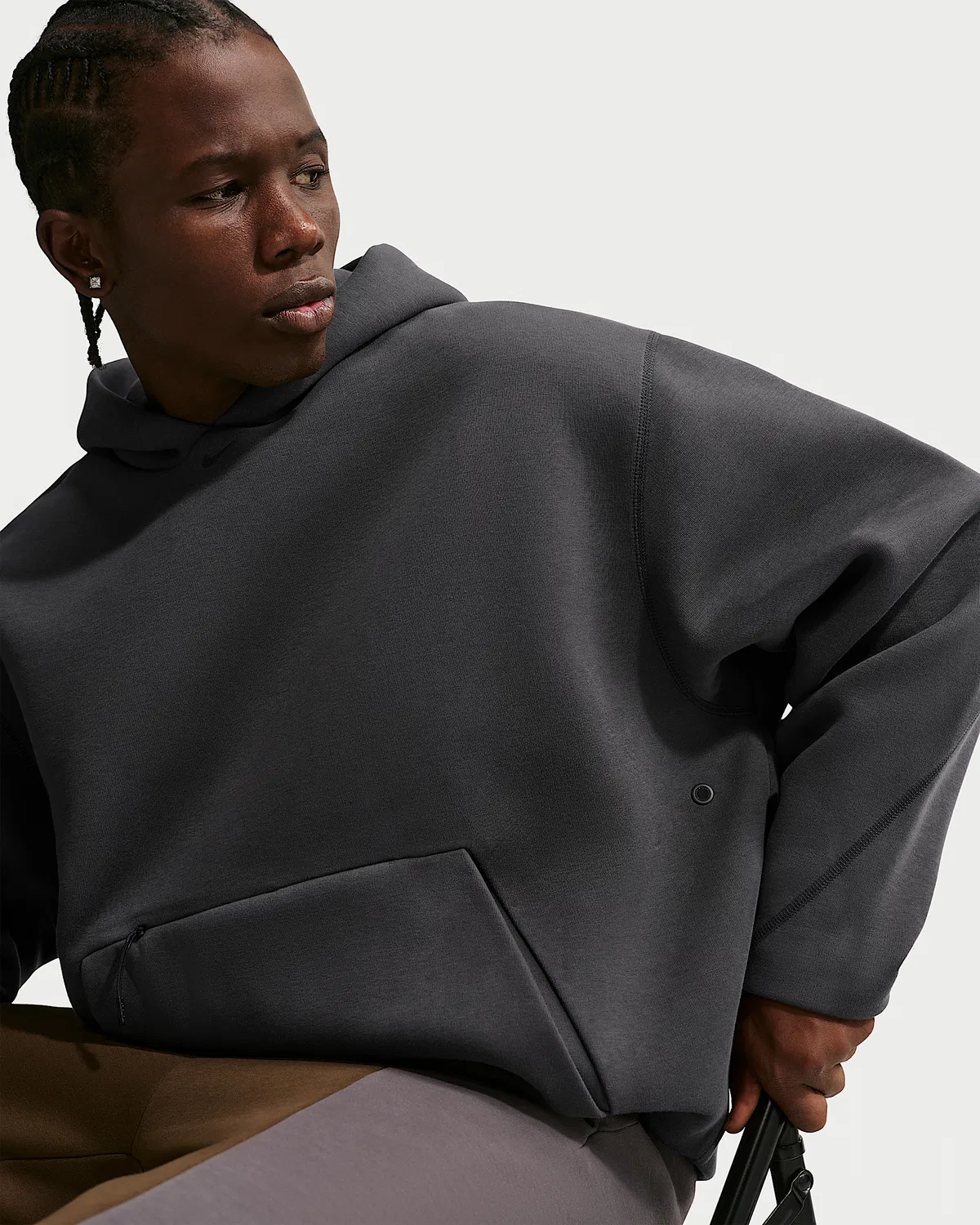 Мужская флисовая худи-пуловер Nike Tech, Anthracite/Black — фото 3