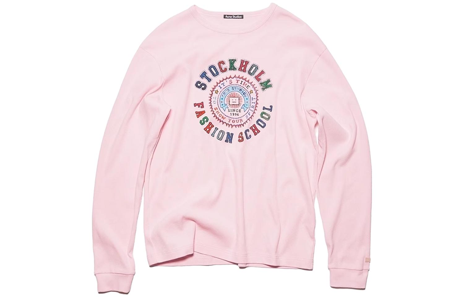 Футболка с длинным рукавом и логотипом Acne Studios, светло-розовый — фото 3