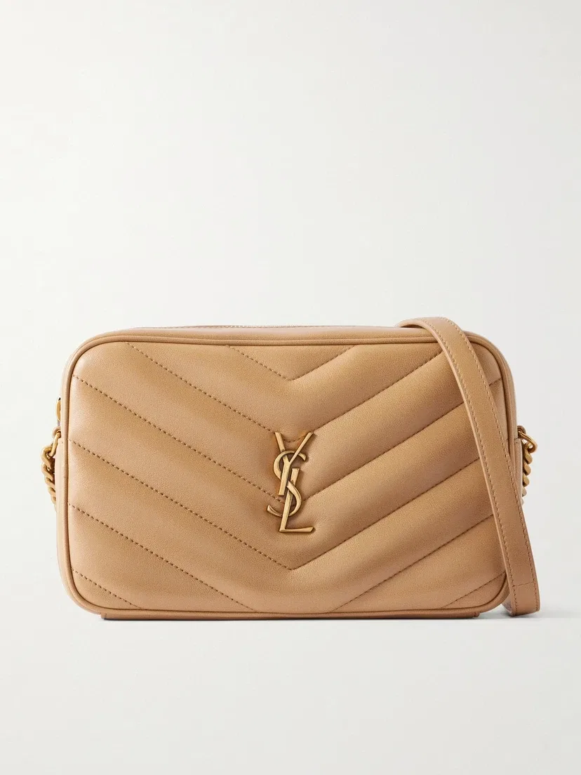 Сумка на плечо Loulou из стеганой фактурной кожи SAINT LAURENT, коричневый