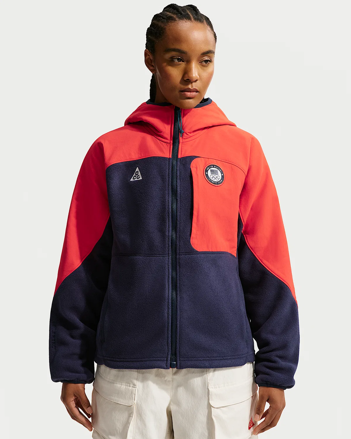 Женская куртка на молнии Nike ACG x United States Olympic Team, Obsidian/Chile Red/Obsidian/Summit White