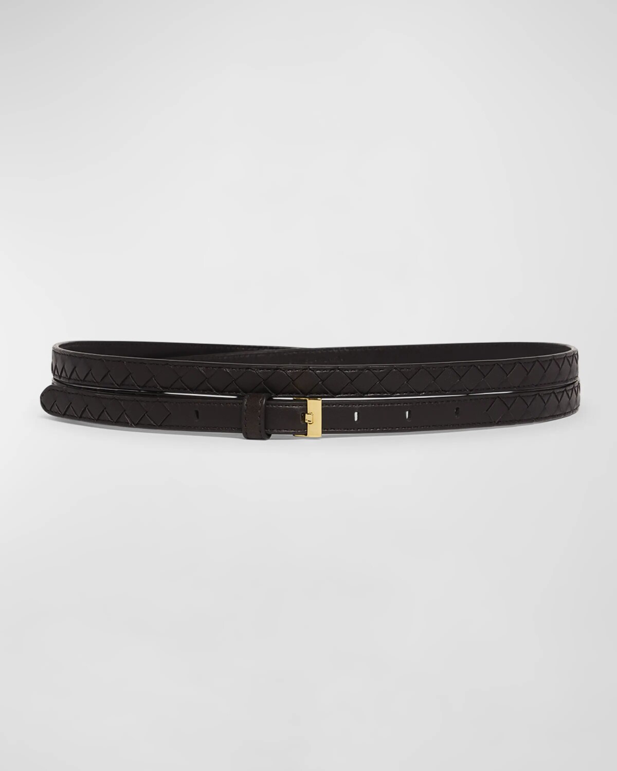 

Тонкий двухслойный кожаный ремень Bottega Veneta, цвет Fondant M Brass