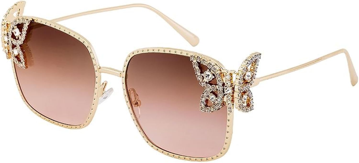 

Большие панк-солнцезащитные очки для женщин, роскошные винтажные металлические очки в крупной оправе, модель «бабочка», защита от УФ-излучения UV400 TVTBBVV, C6brownpink