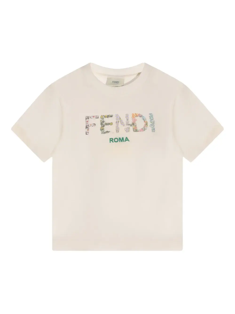 

Футболка с цветочным логотипом FENDI KIDS, нейтральный