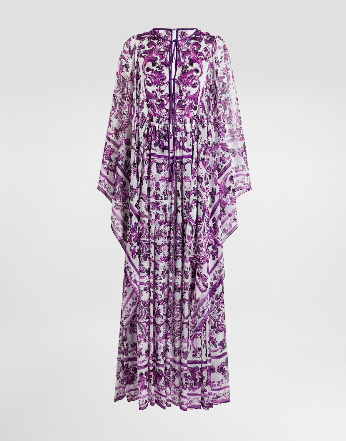 

Шифоновое платье с принтом майолика Dolce & Gabbana, мультиколор