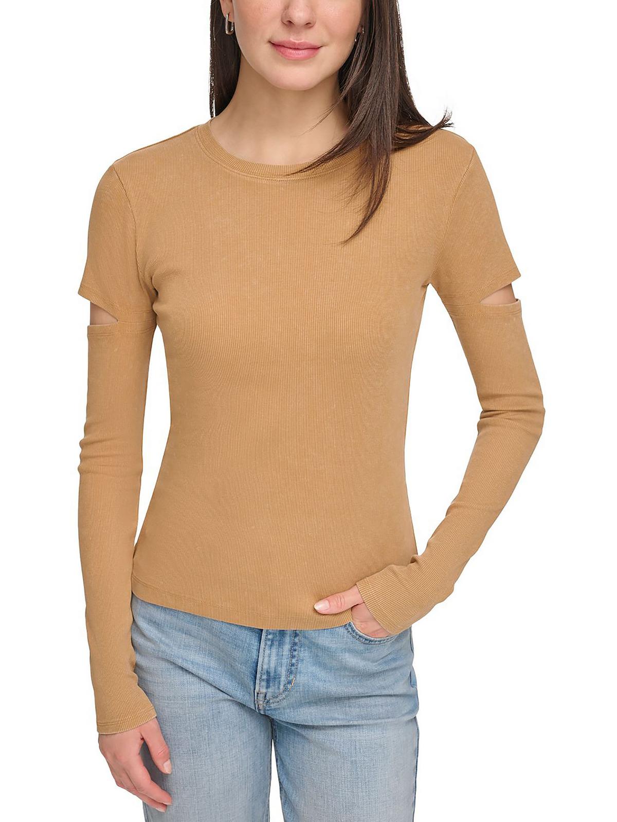 

Женская блузка из хлопковой смеси с вырезами DKNY Jeans, цвет pecan